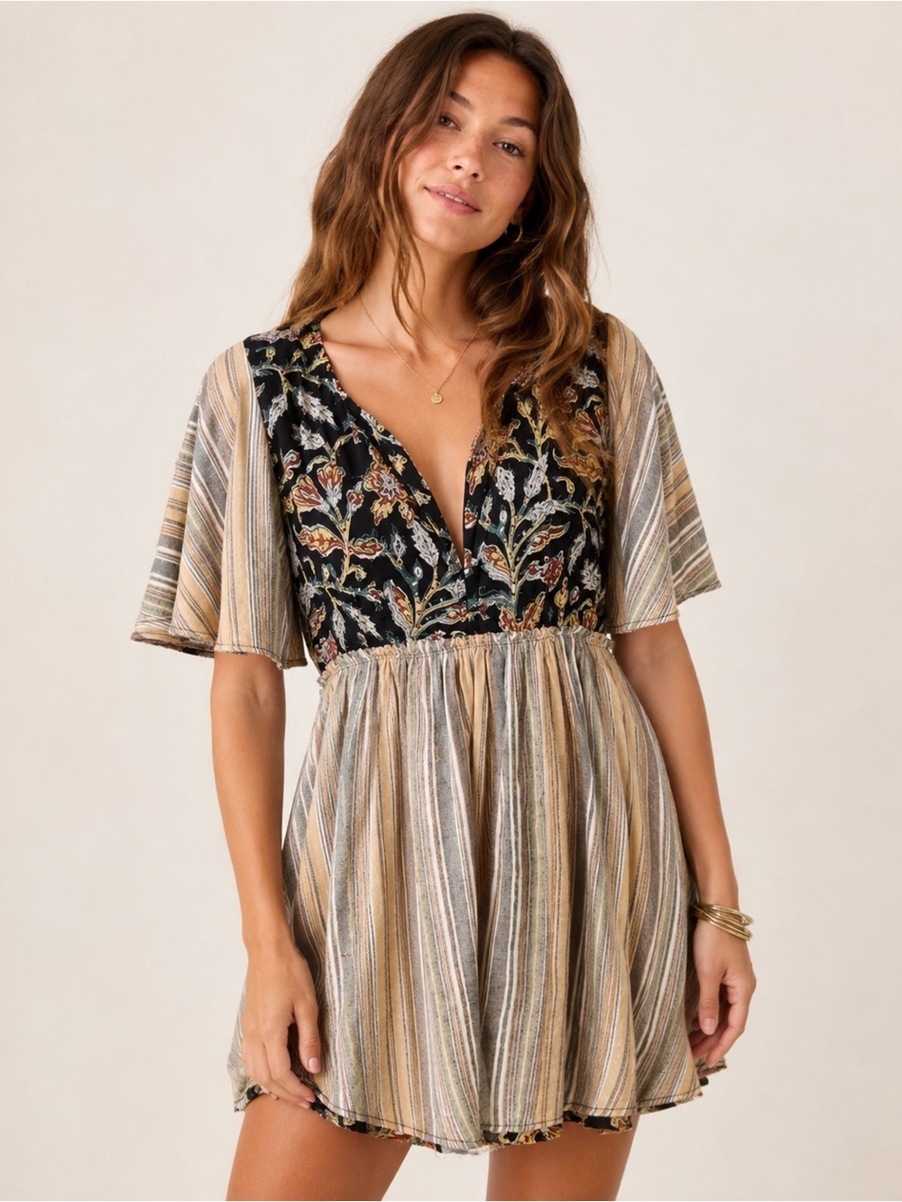 Free People patterned dress tunic - striped, floral, boho, flowy